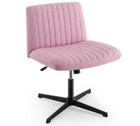 FANTASK Sedia da ufficio, sartoria, sedia girevole senza braccioli, sedia da scrivania con ampia seduta, sedia da ufficio con base a croce, regolabile in altezza, funzione basculante, moderna (rosa)
