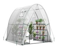 FANTASK Serra per piante walk-in, 181 x 181 x 200 cm, serra bianca con copertura in PE, serra antivento, per verdure, frutta, erbe, fiori, piante in vaso, piantine tropicali