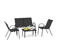 FANTASK Set da esterno per 4 persone, 4 pezzi, mobili da balcone con 2 sedie, panca e tavolo per balcone