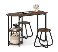 FANTASK Set da pranzo con 2 sedie e 2 ripiani, set da pranzo compatto da cucina, set da pranzo per piccoli spazi, sala da pranzo, cucina (Rustikal Braun)