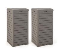 FANTASK Set di 2 bidoni della spazzatura per esterni, 118 l, pattumiera con coperchio, impermeabile con vassoio estraibile e manico, per veranda, cortile, terrazza (marrone)