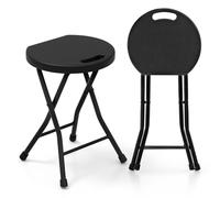 FANTASK Set di 2 sgabelli pieghevoli con maniglia, portata 150 kg, per cucina, giardino ed esterni