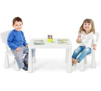 FANTASK Set di 3 seggiolini per bambini, in plastica, con 2 sedie, 3 pezzi, colore: bianco