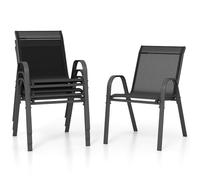 FANTASK Set di 4 sedie da giardino, impilabili, portata fino a 150 kg, sedie da balcone in textilene e struttura in metallo, 56 x 70 x 84 cm