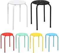 FANTASK Set di 6 sgabelli impilabili alti 44,5 cm, colorati da ufficio, sala da pranzo, impilabili, in metallo, per la casa