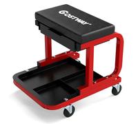 FANTASK Sgabello da officina, mobile da officina con cassetto e ripiano, sedile girevole per officina, portata fino a 185 kg, carrello degli attrezzi, carrello per officina e garage