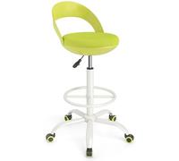 FANTASK Sgabello girevole con ruote e poggiapiedi, regolabile in altezza 70-82 cm, sgabello girevole da ufficio, sgabello da lavoro con schienale per studio d'arte, disegno, salone, ufficio e bar di