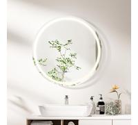 FANTASK Specchio da bagno, specchio da bagno con illuminazione a LED e riscaldamento a specchio anti-appannamento, specchio da parete dimmerabile con temperatura di colore 3000 K-6500 K, moderno