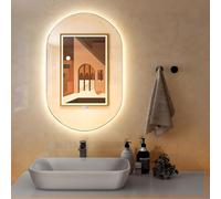 FANTASK Specchio LED 80 x 50 cm con riscaldamento anti-appannamento, specchio da bagno 3000 K-6500 K, dimmerabile, specchio da parete