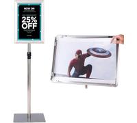 FANTASK Supporto informativo formato A4, colore argento, supporto per manifesti regolabile in altezza, supporto per clienti