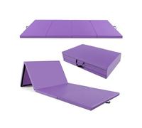 FANTASK Tappetino da ginnastica pieghevole, 300 x 120 x 5 cm, morbido tappetino in PU con maniglie e chiusura per arrampicata, tappetino da yoga, tappetino fitness per ginnastica, yoga (viola)