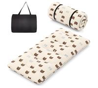 FANTASK Tappeto Tatami con rivestimento lavabile, materasso giapponese Futon da pavimento, pieghevole, con borsa per il trasporto, 90 x 200 cm (orso marrone)