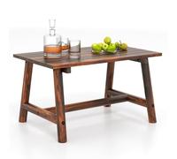 FANTASK Tavolino rettangolare da terrazza in legno massello, tavolino da caffè con rete a doghe, per giardino, terrazza, balcone, 90 x 55 x 50 cm, marrone