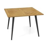 FANTASK Tavolo da balcone per 4 persone, tavolo da giardino con foro per ombrellone, tavolo da esterno in legno di acacia, 107 x 107 cm, per balcone, terrazza, giardino