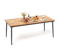 FANTASK Tavolo da giardino con foro per ombrellone, 200 x 90 cm, tavolo da pranzo in legno di acacia per 8 persone, tavolo rettangolare da balcone resistente alle intemperie, per terrazza, giardino
