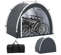 FANTASK Tenda da bicicletta per esterni, per 4-5 biciclette, resistente alle intemperie, con 2 ante a rotelle, finestra e borsa, attrezzi da giardino portatile per giardino, prato (218 x 153 x 182 cm)