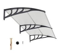 FANTASK Tettoia moderna per porta d'ingresso, 199 x 99 cm, resistente alle intemperie e ai raggi UV, in alluminio e policarbonato, design elegante per l'ingresso (argento)