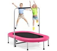 FANTASK Trampolino da esterno per 2 persone, trampolino pieghevole con maniglia regolabile in altezza, mini trampolino da giardino con portata fino a 150 kg, per bambini e adulti