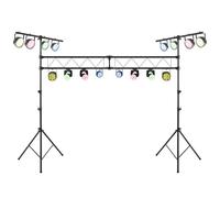 FANTASK Treppiede luce per DJ 180 - 360 cm regolabile in altezza, in metallo, luce attiva, con barre a T retrattili, portata fino a 100 kg, per concerti, teatri e feste, 462 x 143,5 x 181 cm