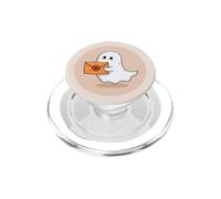 Fantasma arancione con una lettera d'amore Kawaii per gli amanti di Halloween PopSockets PopGrip per MagSafe