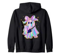 Fantasma arcobaleno pastello con fiocco stile Halloween Felpa con Cappuccio