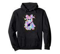 Fantasma arcobaleno pastello con fiocco stile Halloween Felpa con Cappuccio