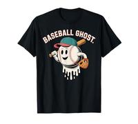 Fantasma Baseball Sorridente con Cappello e Pipistrello - Halloween Maglietta