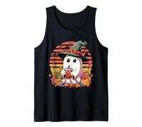 Fantasma Bere Bubble Tea Boba Latte tè Halloween Retro Canotta