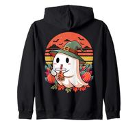 Fantasma Bere Bubble Tea Boba Latte tè Retro Halloween Felpa con Cappuccio