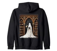 Fantasma bibliotecario nella Biblioteca Gotica Atmosfera spettrale di Halloween Felpa con Cappuccio