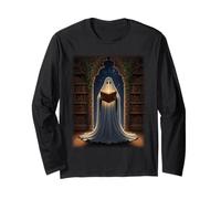 Fantasma bibliotecario nella Biblioteca Gotica Magica Atmosfera di Halloween Maglia a Manica
