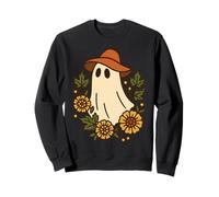 Fantasma Boho anni '70 con cappello floppy e corona floreale abbigliamento Felpa