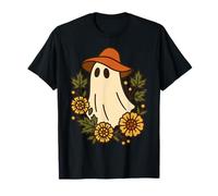 Fantasma Boho anni '70 con cappello floppy e corona floreale abbigliamento Maglietta