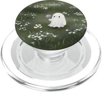 Fantasma carino che tiene il fiore nel prato PopSockets PopGrip per MagSafe