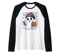 Fantasma Carino Spirito Halloween Divertimento Spooky Maglia con Maniche Raglan