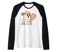 Fantasma Che Gioca a Pickleball con Grafica a Bandana Maglia con Maniche Raglan