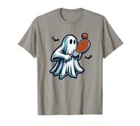 Fantasma che gioca a pickleball divertente Halloween spettrale autunno autunno Maglietta