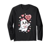 Fantasma con Palloncino a Cuore e Lettera d'Amore Grafica Maglia a Manica