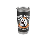 Fantasma di Halloween con gatto nero Dimentica le caramelle Dammi un gatto Bicchiere termico in acciaio inox doppia parete