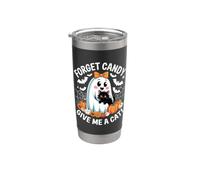 Fantasma di Halloween con gatto nero Dimentica le caramelle Dammi un gatto Bicchiere termico in acciaio inox doppia parete
