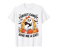 Fantasma di Halloween con Gatto Nero Dimentica Le Caramelle Dammi Un Gatto Maglietta