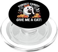 Fantasma di Halloween con gatto nero Dimentica le caramelle Dammi un gatto PopSockets PopGrip per MagSafe