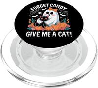 Fantasma di Halloween con gatto nero Dimentica le caramelle Dammi un gatto PopSockets PopGrip per MagSafe