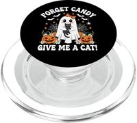 Fantasma di Halloween con gatto nero Dimentica le caramelle Dammi un gatto PopSockets PopGrip per MagSafe