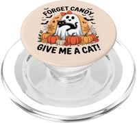 Fantasma di Halloween con gatto nero Dimentica le caramelle Dammi un gatto PopSockets PopGrip per MagSafe