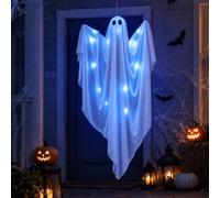 Fantasma di Halloween da appendere, ACTOYS Fantasma Halloween, Blu | Fantasma da appendere Halloween con luce blu, per giardino, cortile, feste e decorazioni interne ed esterne