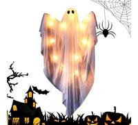 Fantasma di Halloween | Decorazioni Fantasma con Illuminazione Regolabile per Interni,Decorazioni Luminose Appese Spaventose Ma Carine Con Suoni Per Esterni Casa Porta Finestra Giardino Feste Serali