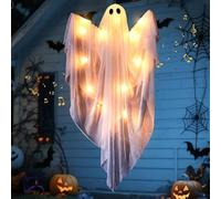 Fantasma di Halloween - Decorazioni Halloween Di Fantasma Luminose Regolabili - Statuine Appendiabili Spaventose e Carine con Suoni per Giardino Notte Festa Finestra Casa Porta Interno Portico