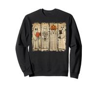 Fantasma di Halloween in Stile Vintage, con Libri, Fiori, Zucca, Gatto Felpa
