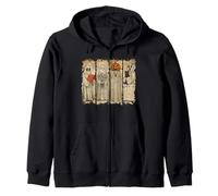 Fantasma di Halloween in Stile Vintage, con Libri, Fiori, Zucca, Gatto Felpa con Cappuccio